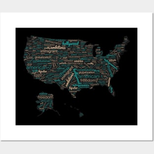 Maps of united states of America in words Posters and Art